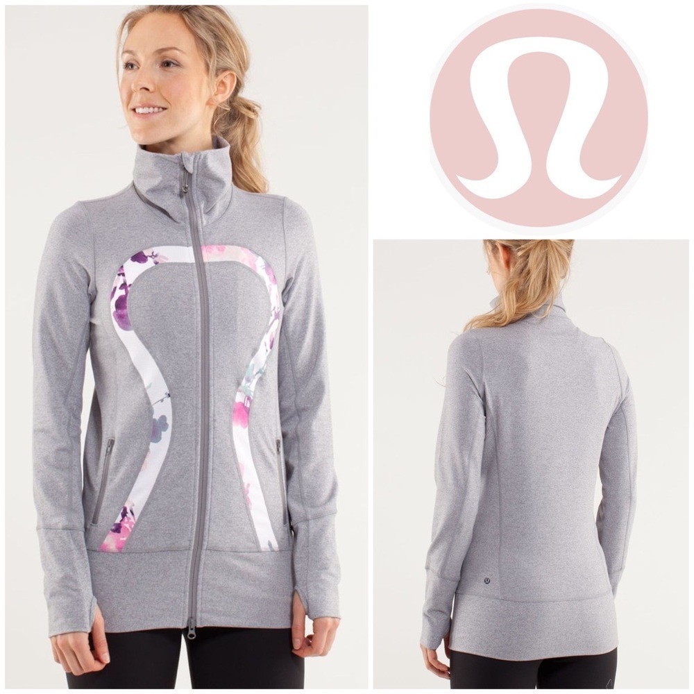 Lululemon In Stride Jacket in Heathered Fossil & Blurred Blossoms White - Picture 1 of 10